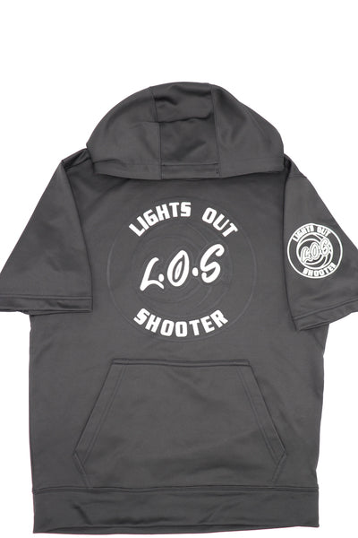 L.O.S - Short Sleeve Hoodie - Black (Black and White) Logo