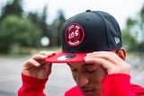 L.O.S Hat (Black and Red Hat) Red and White Logo Snapback